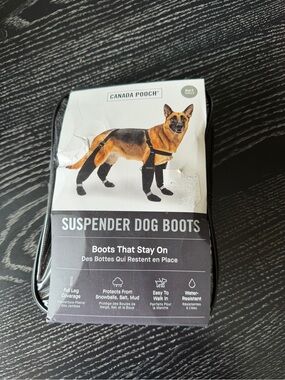 Canada Pooch Black Suspender Dog Boots — Secure Full-Leg Protection